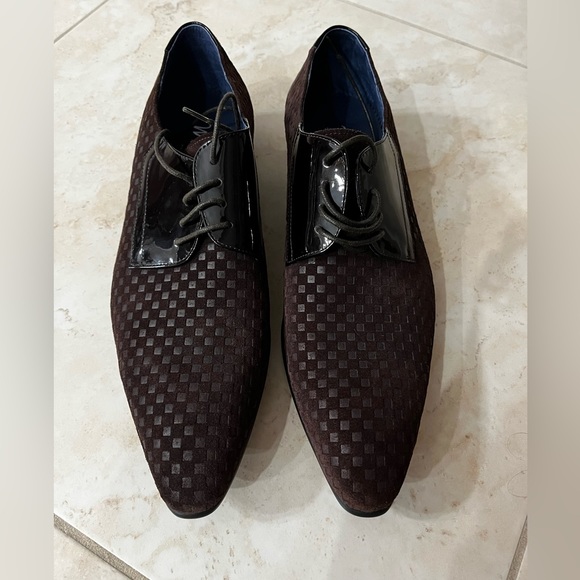 *NEW* Maceoo Brown Checkered Dress Shoes (US Size 8) - Picture 2 of 6